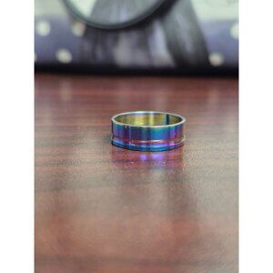 Rainbow Stainless Steel Ring Size 10 Bold & Modern Design